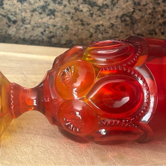 Red orange goblet glass vintage - Picture 4 of 11